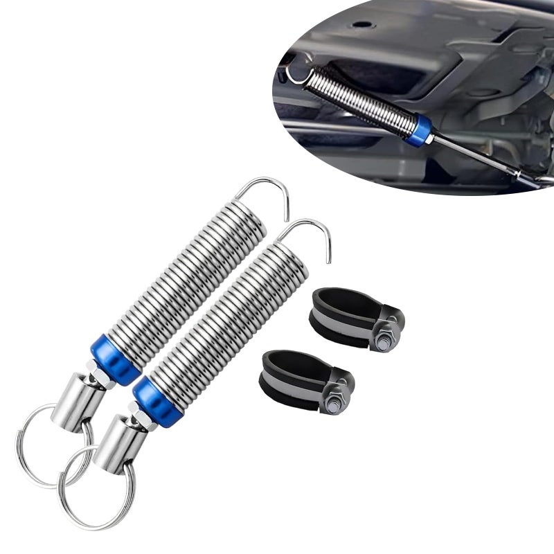 Fluher 2 PCS Car Trunk Automatic Lift Metal Spring 5994 Adjustable Trunk Lift Spring Device Trunk Lid Save Effort Opening Tool with 2 Clamps Universal for Car SUV Trunk Accessories Silver